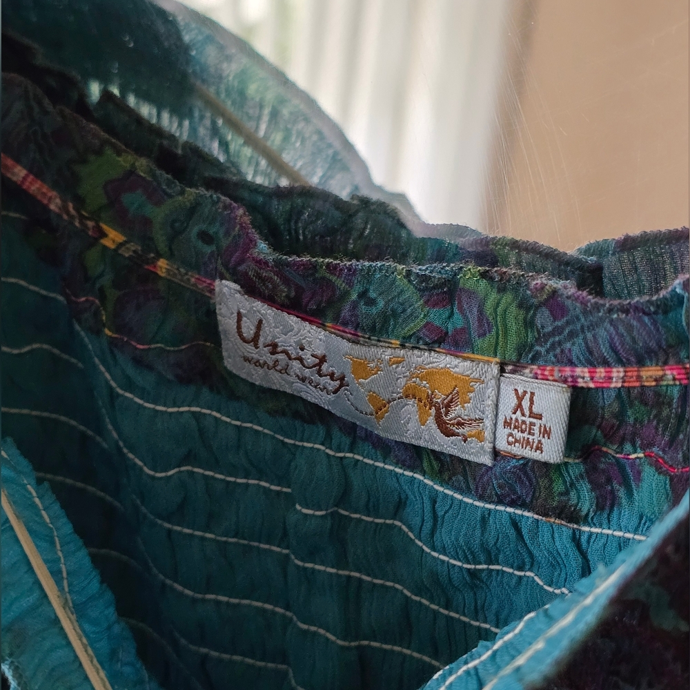 Unity Worldwear Boho Paisley Flutter Sleeve Tunic Dress XL - Picture 4 of 8